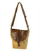 Eco-friendly canvas leather flap shoulder bag with genuine leather trim and zippered back pocket.