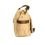 Eco-friendly messenger bag with sturdy canvas and genuine leather accents, ideal for on-the-go use.