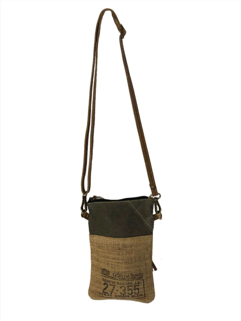Eco-Friendly Passport Bag - North Dakota made from repurposed military tent and canvas.
