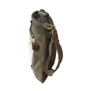 Eco-friendly shoulder bag Chateau Margaux featuring upcycled canvas and leather, adjustable straps, and sturdy design.