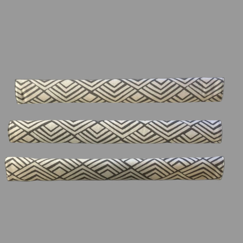 Geometric Refrigerator Handle Covers - Grey and White in a stylish pattern, perfect for enhancing kitchen décor.