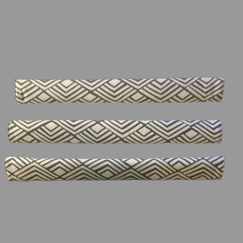 Geometric Refrigerator Handle Covers - Grey and White in a stylish pattern, perfect for enhancing kitchen décor.