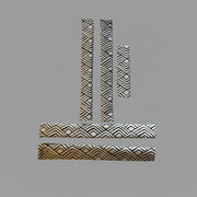 Geometric Refrigerator Handle Covers - Grey and White arranged, showcasing modern pattern for kitchen appliances.