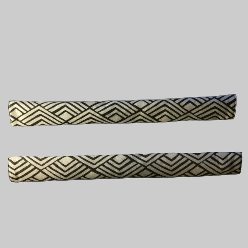 Geometric Refrigerator Handle Covers - Grey and White, featuring a modern geometric pattern.