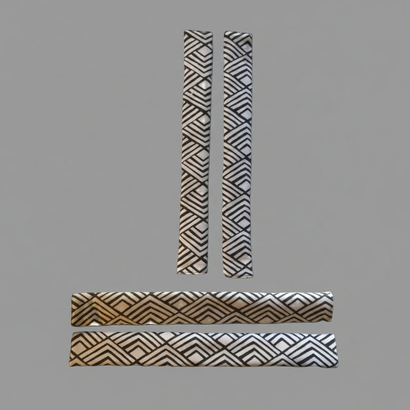 Geometric Refrigerator Handle Covers - Grey and White, modern kitchen accessory with geometric patterns.