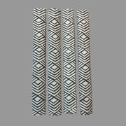 Four vertical appliance handle covers  with gray geometric patterns on a white surface 