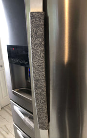 Grey Leaf Motif Appliance Handle Covers Appliance Handle Cover Kaijae Designs