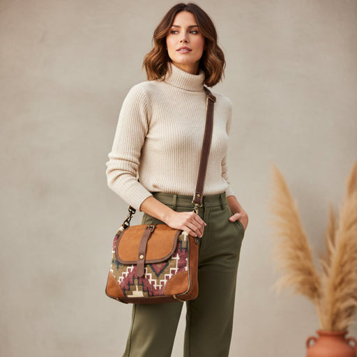 Jewel Toned Canvas Shoulder Bag with Flap Closure, stylish bag suitable for casual use and various outfits.