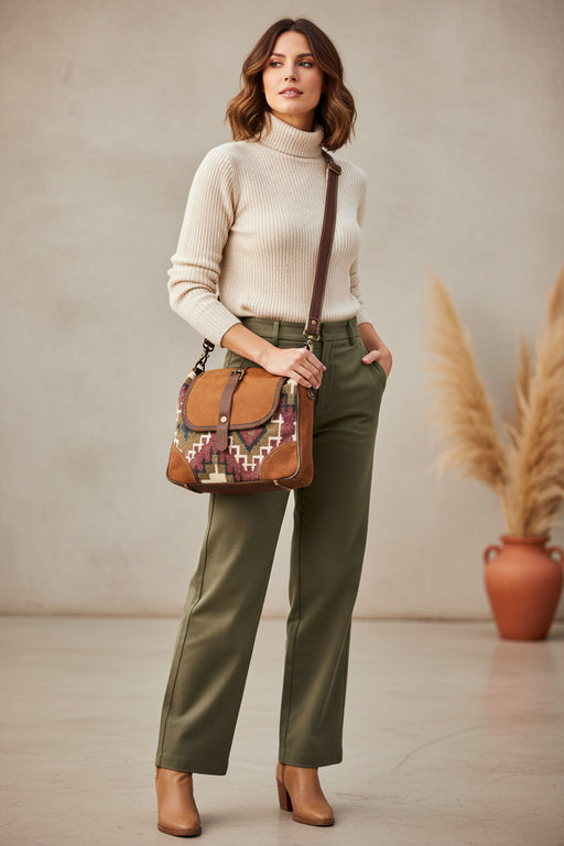 Jewel Toned Canvas Shoulder Bag with Flap Closure, stylish bag suitable for casual use and various outfits.