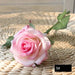 Latex real-touch artificial rose in full bloom with baby pink and white petals, perfect for home decor.