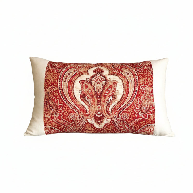 Paisley Print Decorative Pillows in red hues, adding elegance and style to home decor.