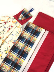 Plaid Reversible Refrigerator Door Handle Covers in plaid and solid colors, adding style to kitchen appliances.