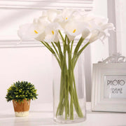 Real-touch calla lily artificial flowers in a clear vase, perfect for home decor and events. Elegant 10 pc bunch.