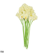 Real-touch calla lily artificial flowers bunch, 10 pieces in elegant white, perfect for home decor and events.