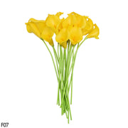 Real-touch calla lily artificial flowers 10 Pc Bunch in vibrant yellow for elegant home decoration.