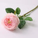 Real Touch Royal Peony Artificial Stem featuring realistic pink bloom and green leaves.