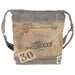 Rustic canvas crossbody bag with adjustable strap, zippered front pocket, and vintage style for outdoor adventures.