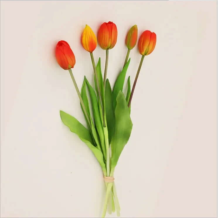 5-Stem Hand-Tied Soft Silicone Artificial Tulip Bouquet Artificial Flora Modalyst