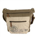 Upcycled canvas shoulder bag with adjustable leather strap and multiple pockets, eco-friendly design by Au Puy.