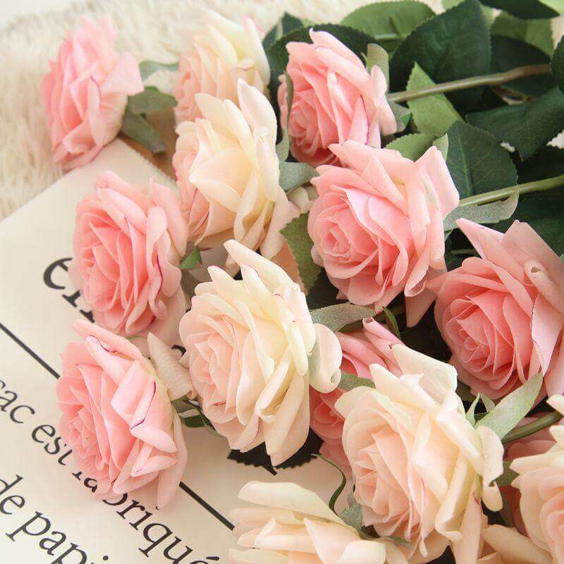 10-pc Real-Touch Latex Coated Rose Artificial Flowers