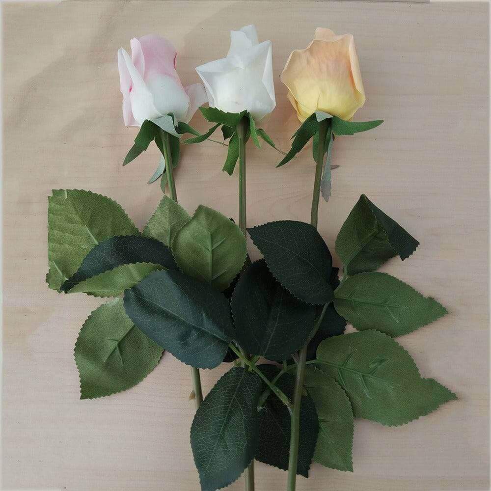 10Pc Real-Touch Latex Pastel Rose Buds