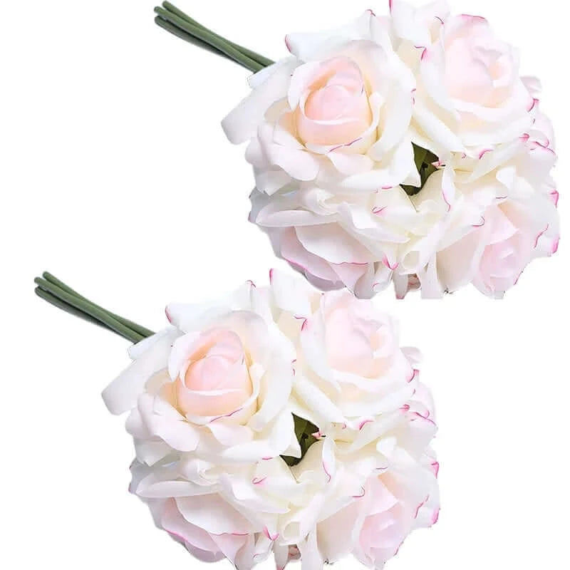 10pc Artificial Roses Faux Real-Touch Silk Roses
