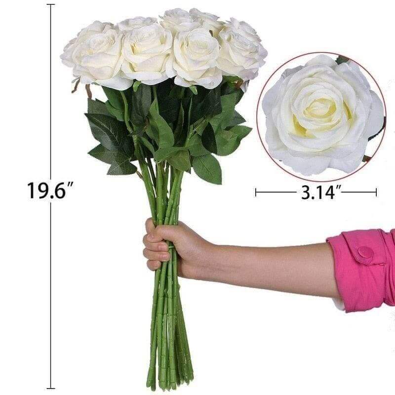 12-Pc Real-Touch Latex-Coated Silk Rose Bouquet