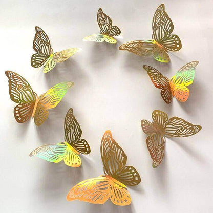 12pc Lot Gradient Color 3D Butterfly Stickers