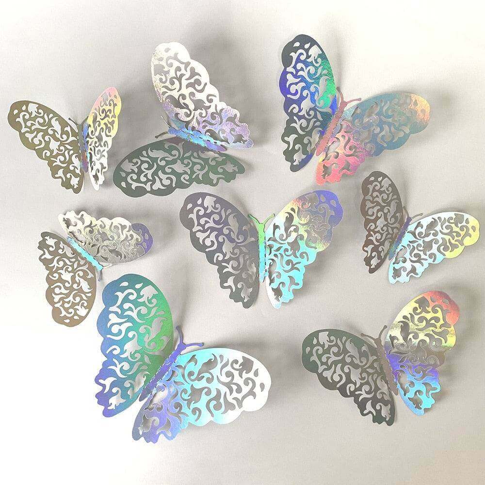 12pc Lot Gradient Color 3D Butterfly Stickers