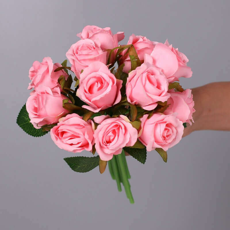 12pc Artificial Silk Roses Flower Bouquet