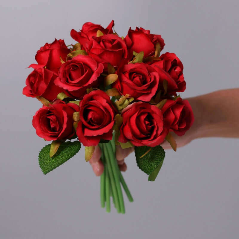 12pc Artificial Silk Roses Flower Bouquet