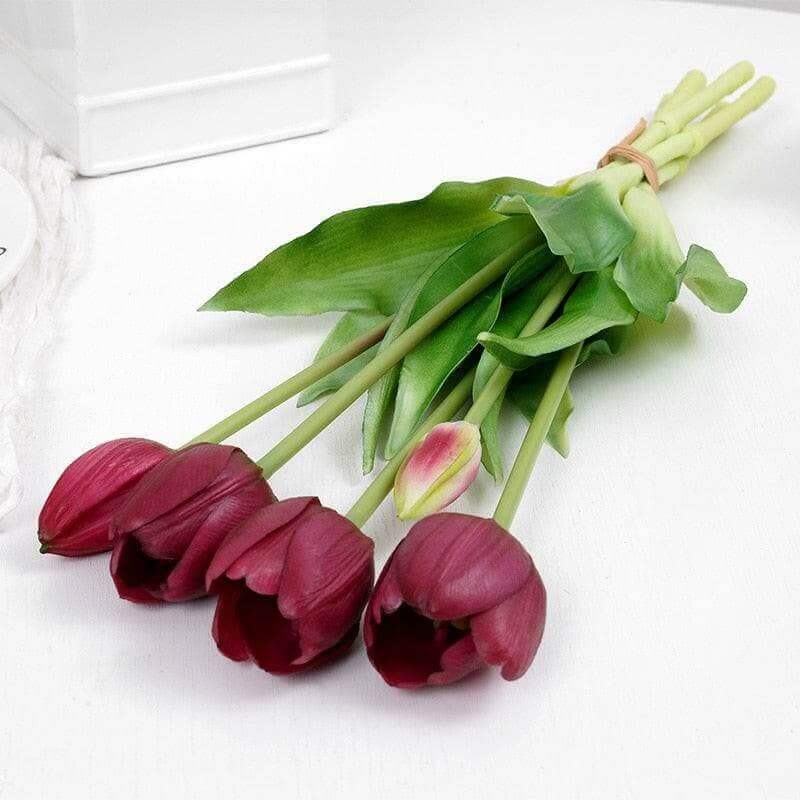 5-pc Lot Artificial Real-Touch Tulips
