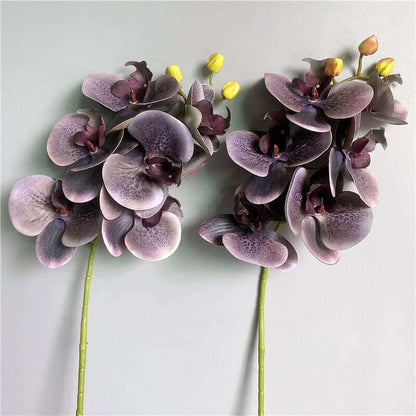 6-Head Real-Touch Orchid Latex Artificial Flowers Display