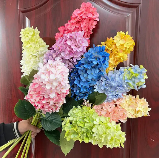 Beautiful Elongated Hydrangea Flower With Leaves Mixed Bunch