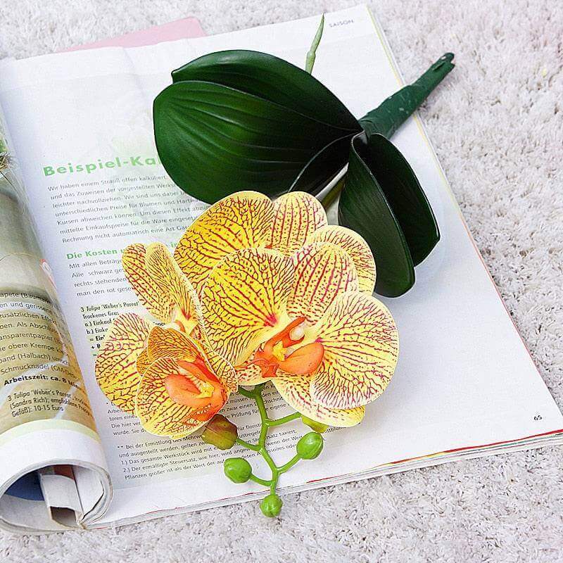 Mini Real-Touch Butterfly Orchid Stem with Leaves