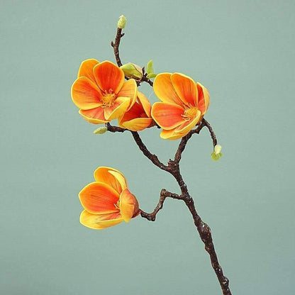 Real-Touch 4-Head Magnolia Stem No Leaves