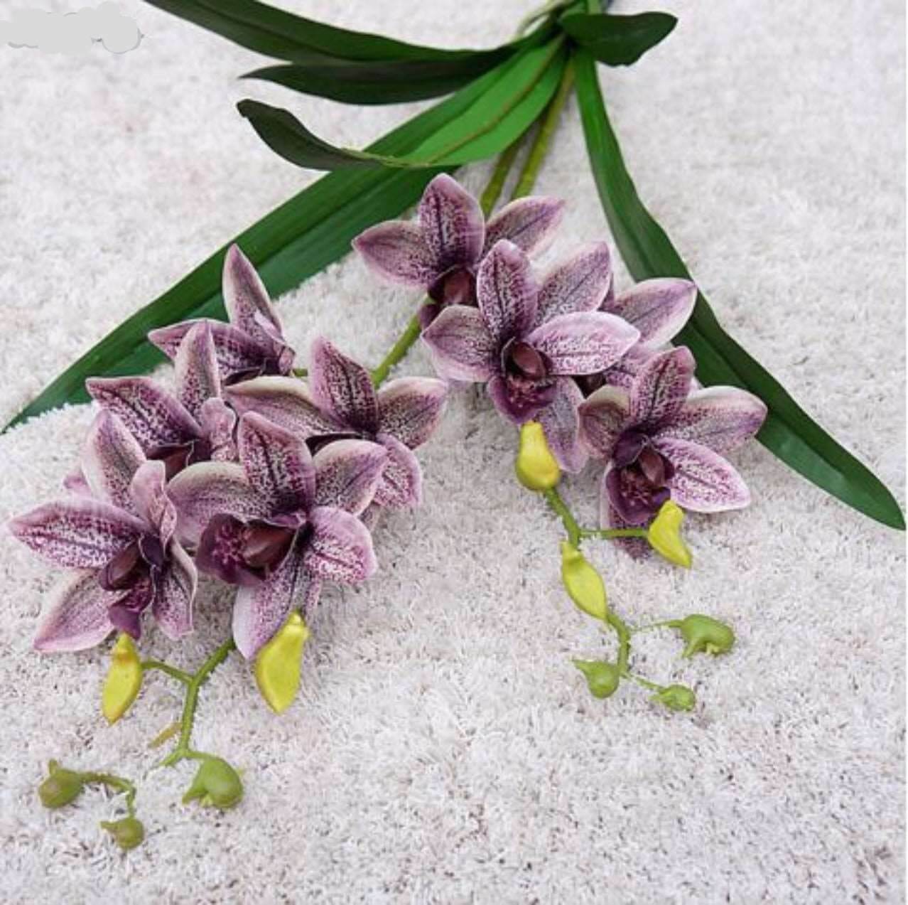 Real-Touch Cymbidium Orchid Stem with Leaves
