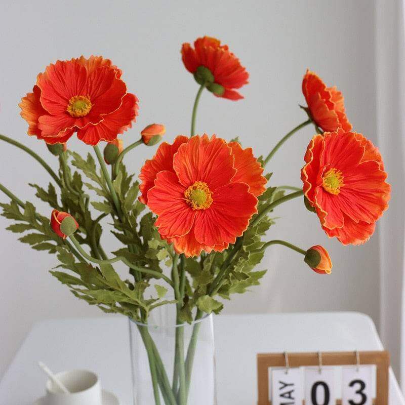 Real-Touch Poppy With Artificial PU Leaves