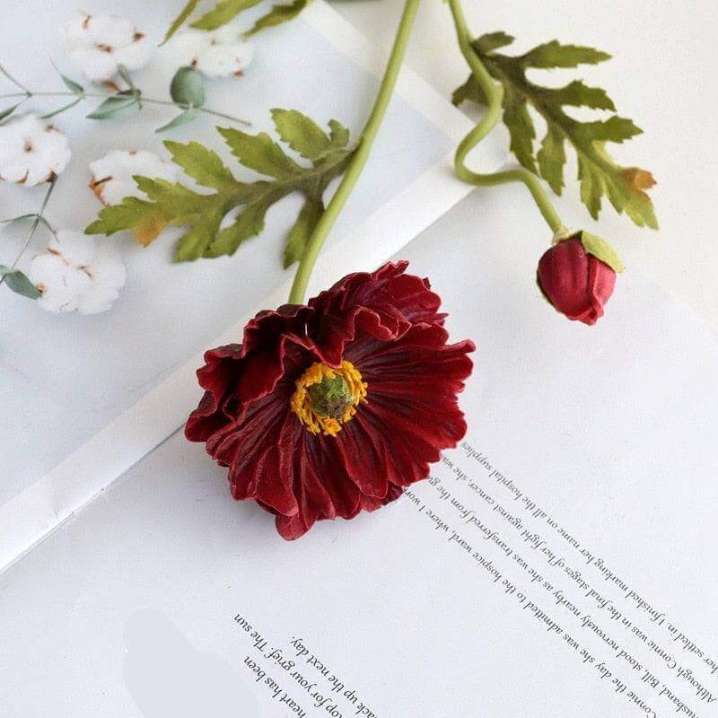 Real-Touch Poppy With Artificial PU Leaves