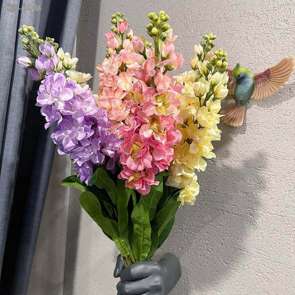 Silk Artificial Hyacinth Stem With Green Leaves