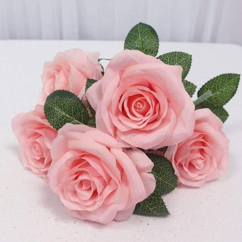 Small 5-Head Rose Silk Artificial Flowers Stem