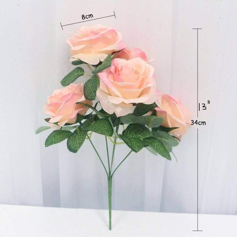 Small 5-Head Rose Silk Artificial Flowers Stem