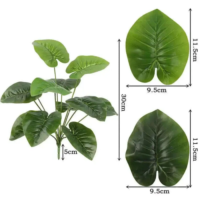 Artificial turtle back leaves plant with 12 heads, realistic green leaves in various styles, durable and low maintenance.
