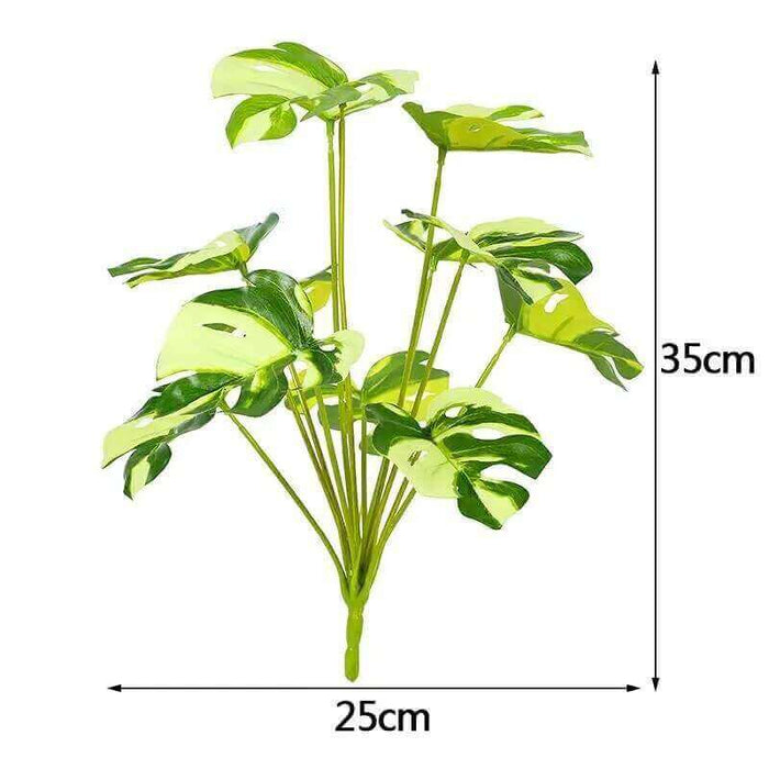 Artificial turtle back leaves plant with 12 heads, realistic green leaves, perfect for office or living room decor.