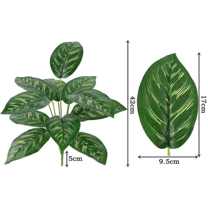 Artificial turtle back leaves plant displaying 12 realistic green heads, perfect for office or living room décor.