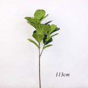 Large realistic artificial ficus tree with green leaves and textured stem, 113cm tall.