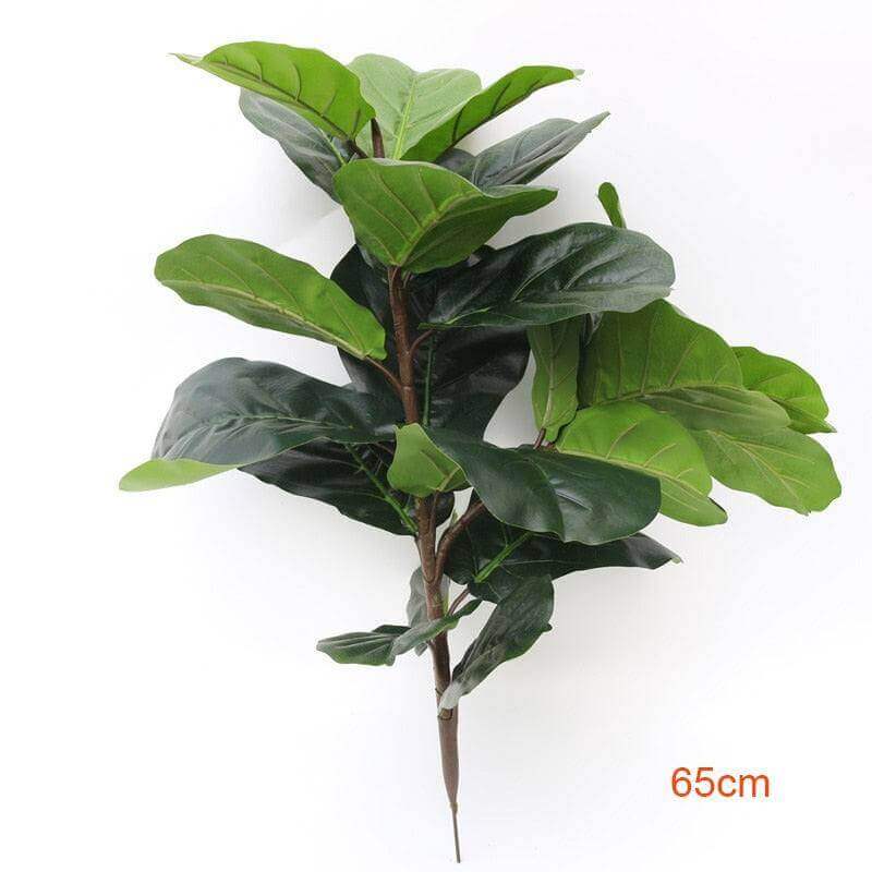 Large realistic artificial ficus tree with green PU leaves and textured stem, 65cm tall.